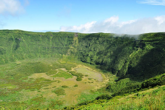 The main crater of Caldeiras volcano Faial island