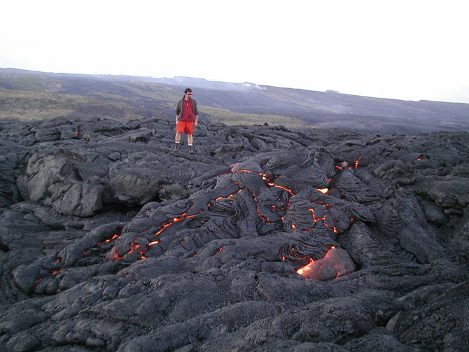 Flowing lava on the lower slopes of Kilauea