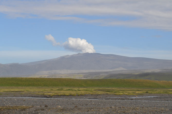 The Eyjafjallajökull volcano in eruption in 2010