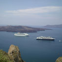 Cruise liners at anchor in the Santorini caldera