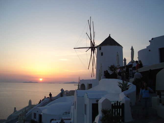 Sunset at Oia on the north western tip of Thera