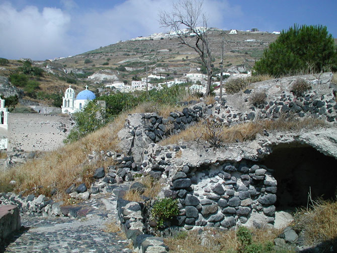 The village of Mesagonia, destroyed by the Santorini earthquake of 1956