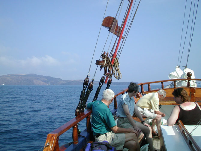 A boat cruise around the inner wall of the caldera